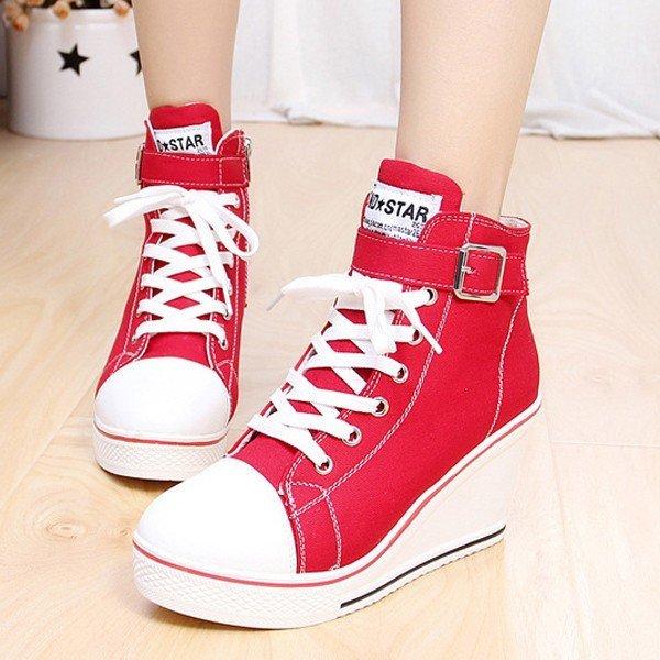 Women Korean Style Canvas Wedge Heel Casual Big Size Shoes