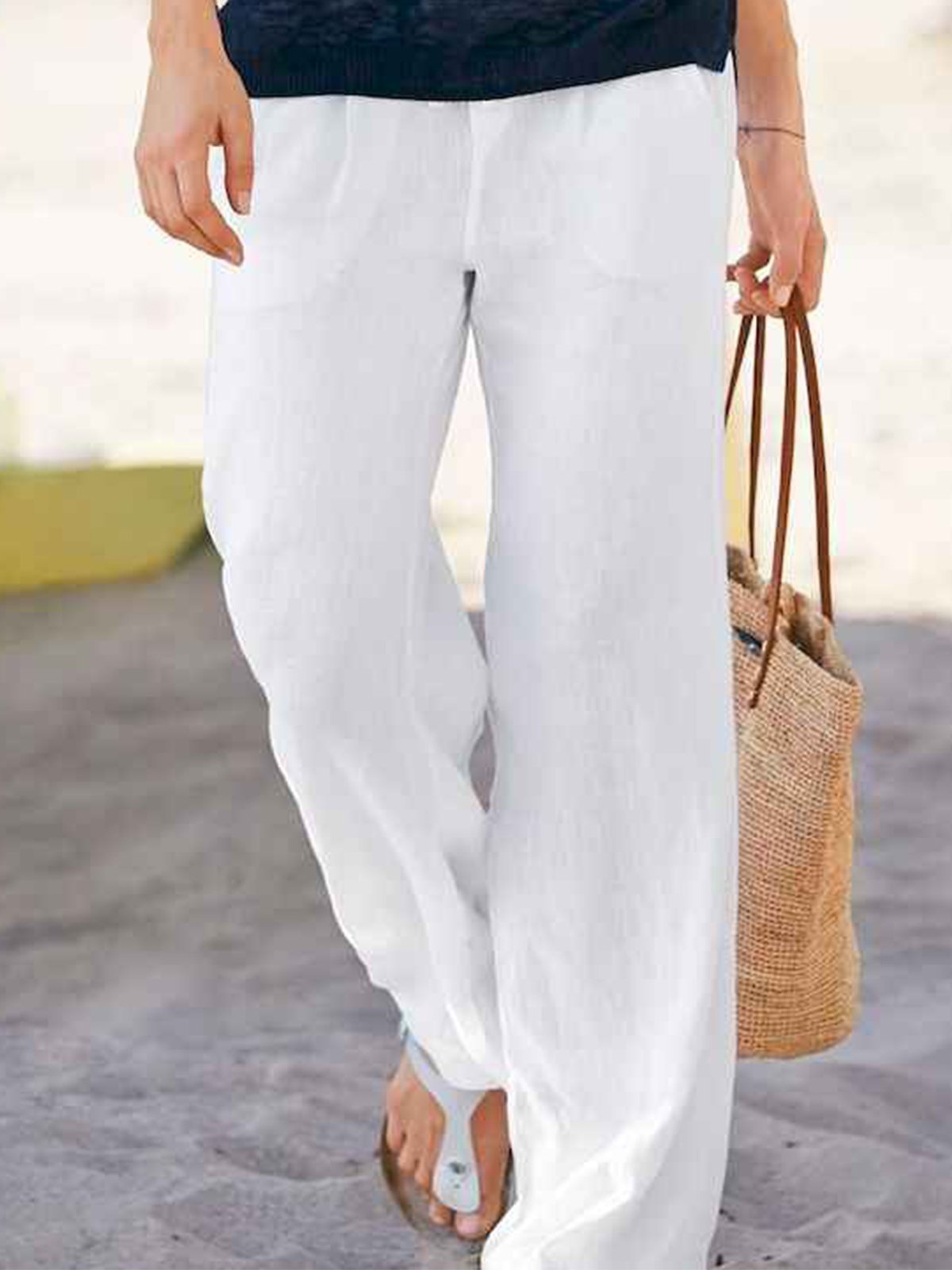 Casual Cotton Solid Pants