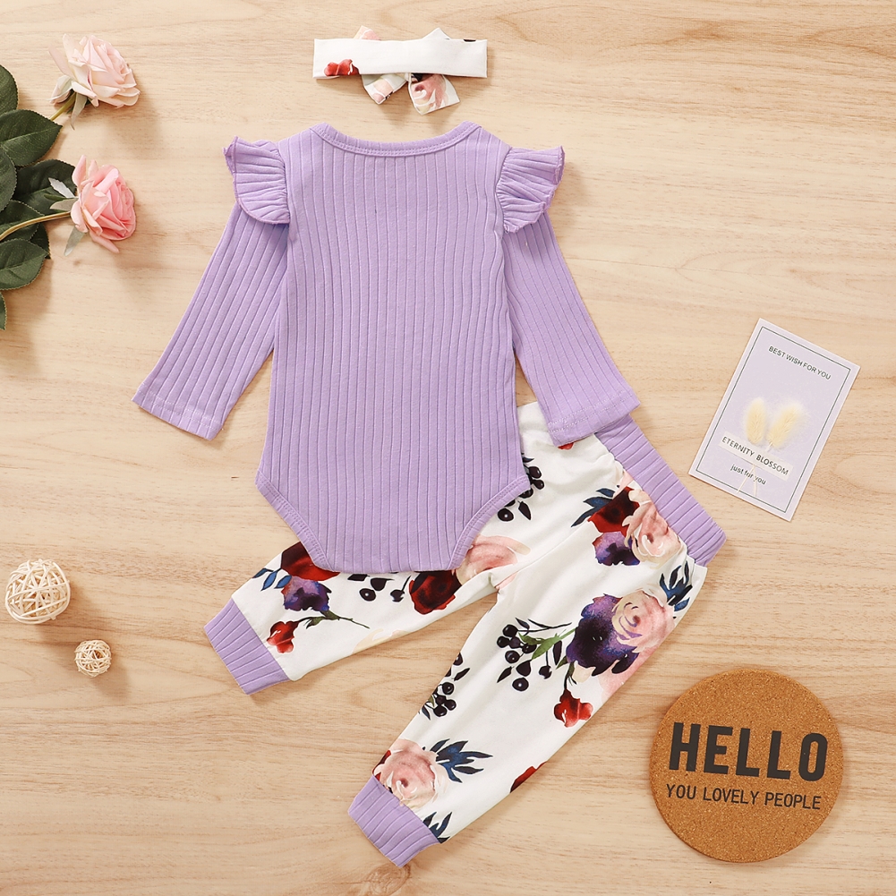 Baby Girl Autumn 3pc Print Pants Set
