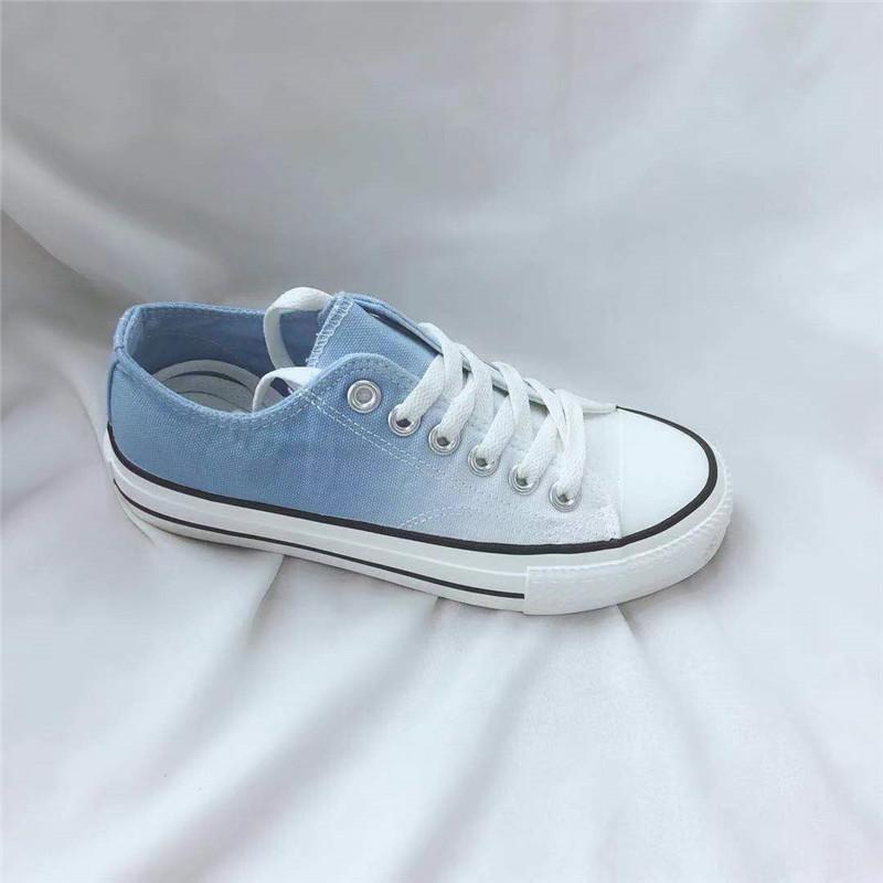 Casual Gradient Color Lace-Up Low-Top Canvas Shoes