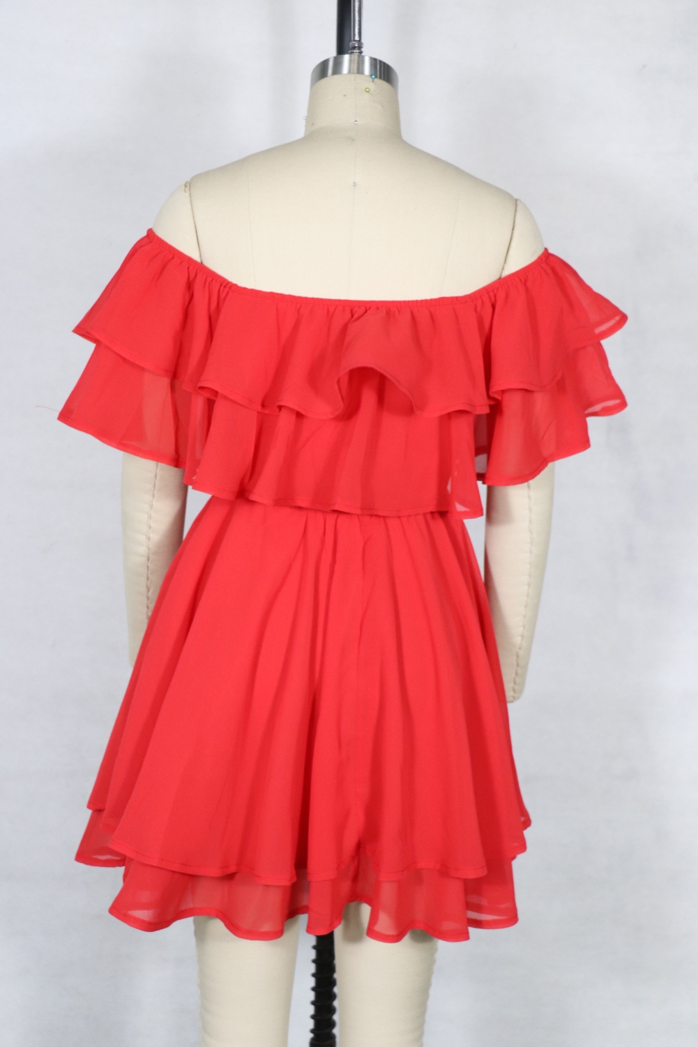 Summer Off Shoulder Short Layer Mesh Dress