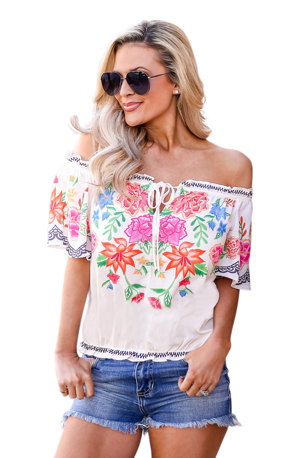 White Cruisin Floral Top