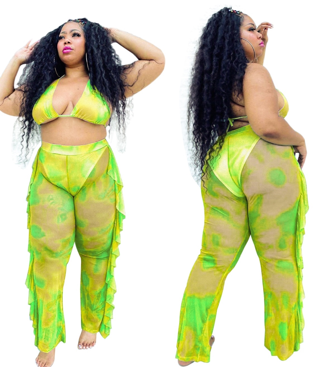 Plus Size Tie Dye Bra and Pants Set