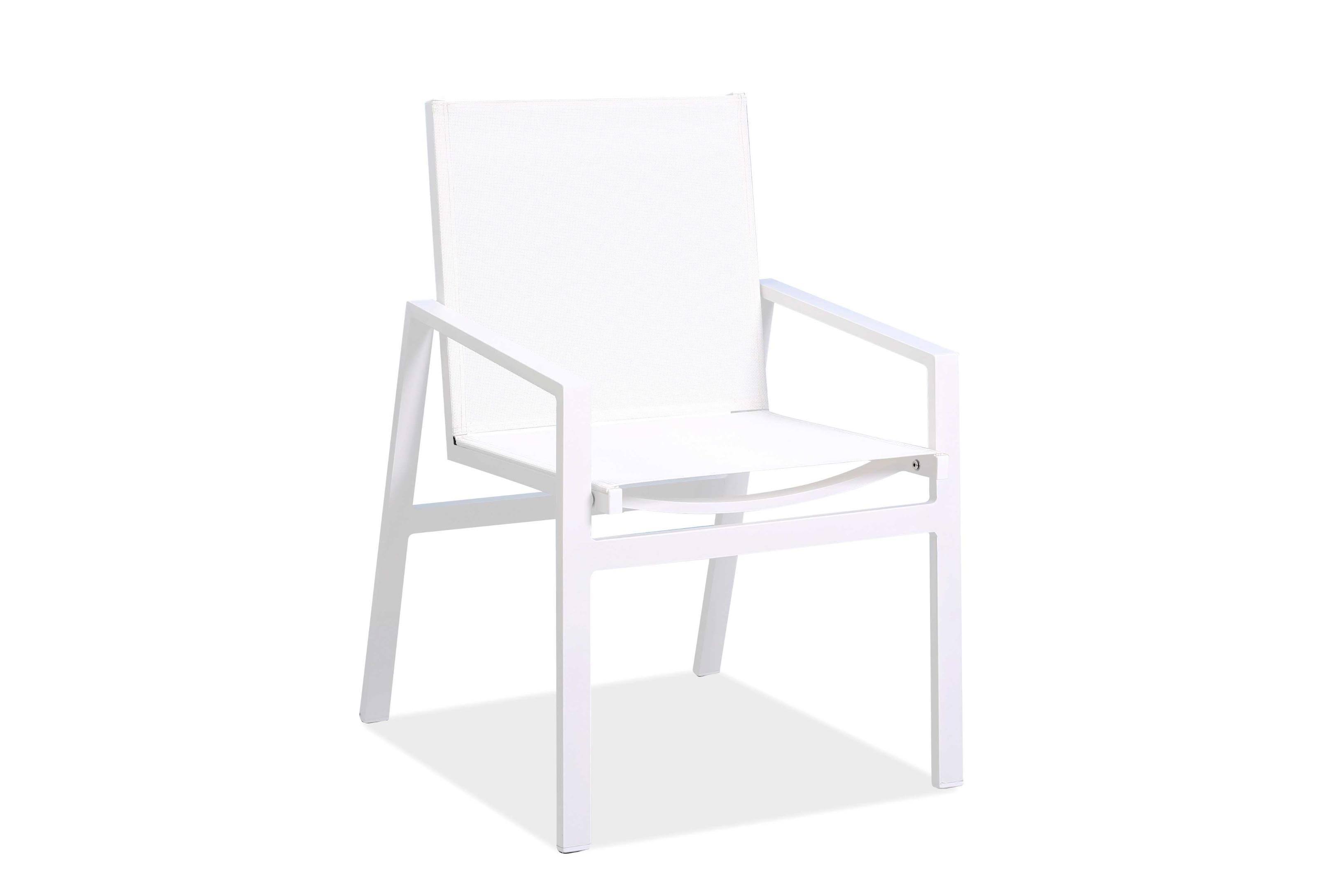 22x22 x 24x22 x 34x22 White Aluminum Dining Armed Chair