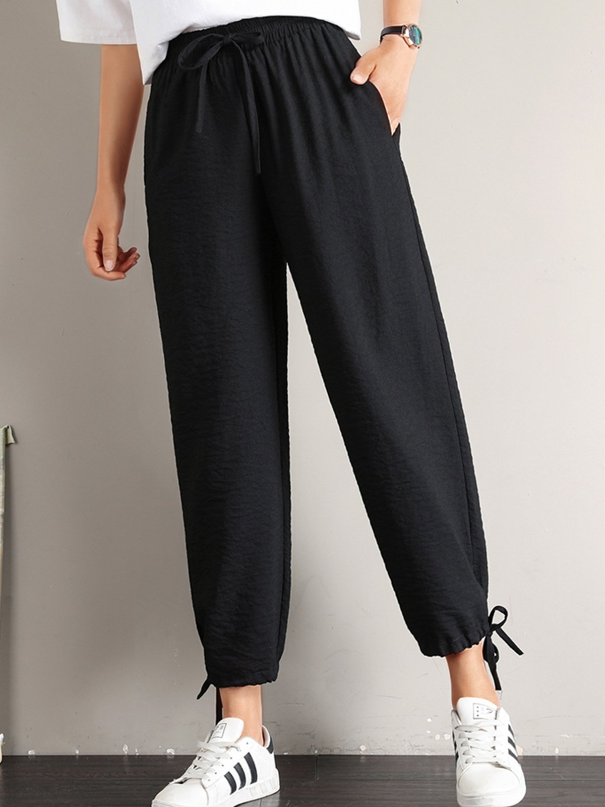 Plus Size Women Plain Casual Pants