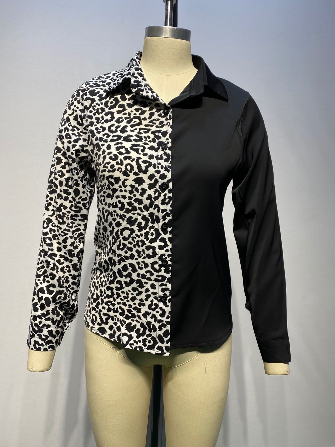 Autumn White and Black Print Elegant Blouse