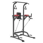 Bronze Times Power Tower Workout Dip Station Pull Up Bar Dip Stands Adjustable Height for Home Gym