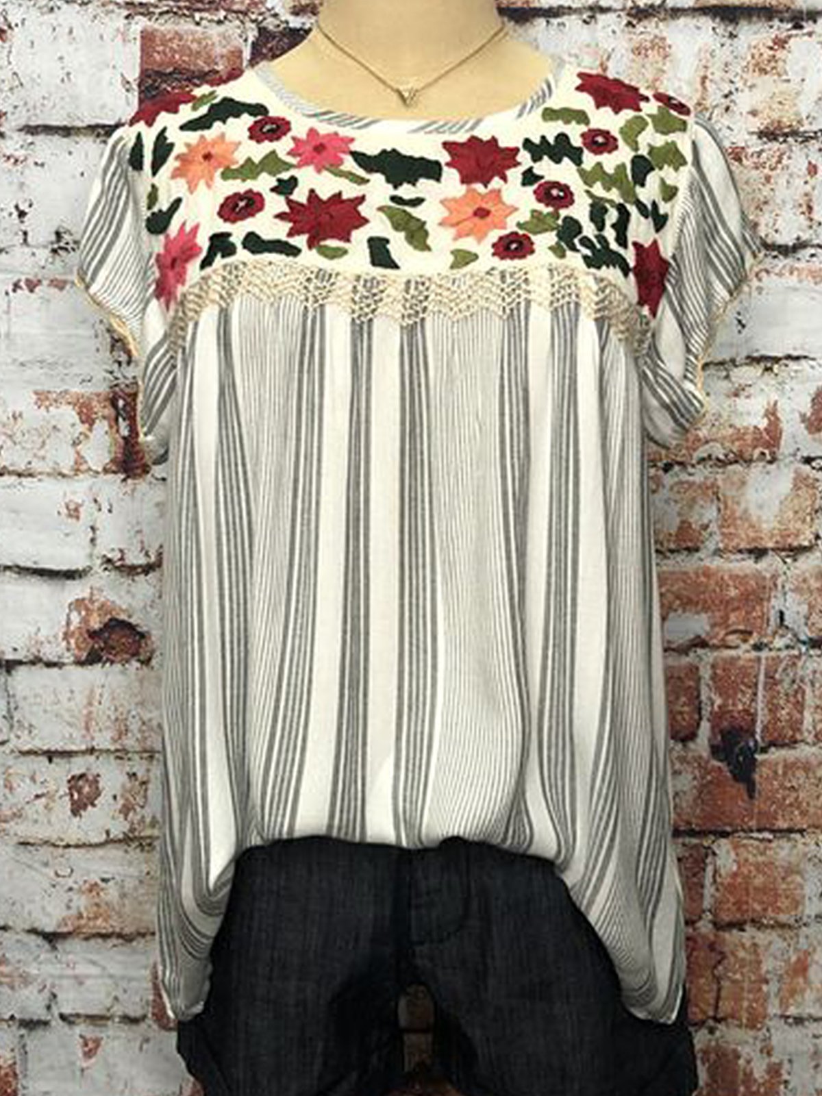 Short Sleeve Crew Neck Casual Shirts & Tops