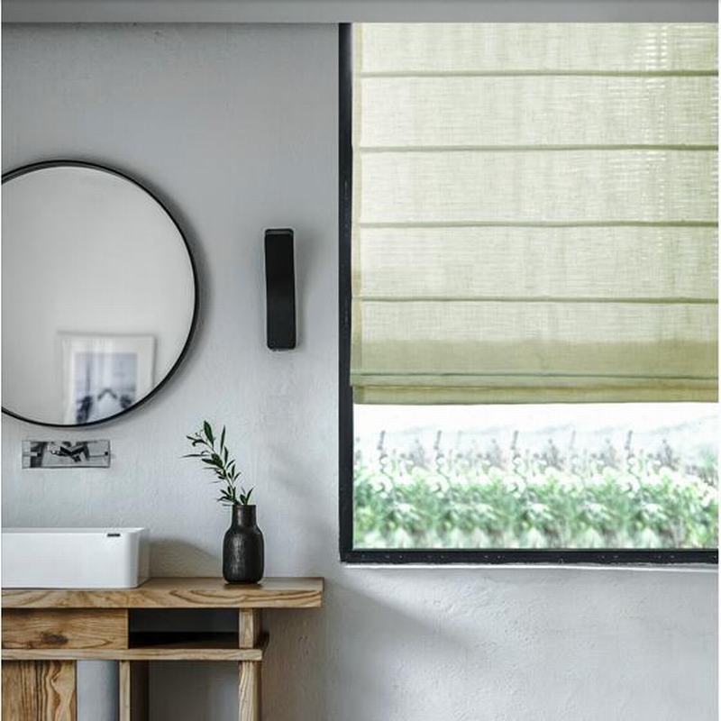 Polyester Linen Roman Shade In Green