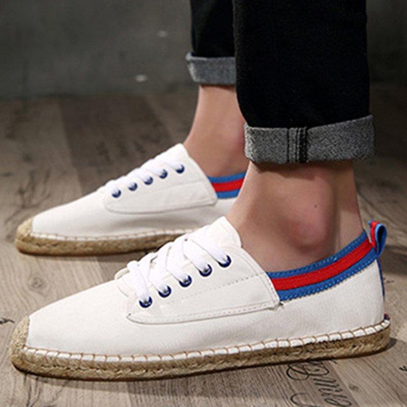Canvas Lace-up Flat Shoes