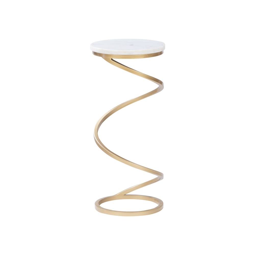 Powell Thayer Metal Drink Side Table, 23-3/4x22H x 10-1/2x22W x 10-1/2x22D, White/Gold