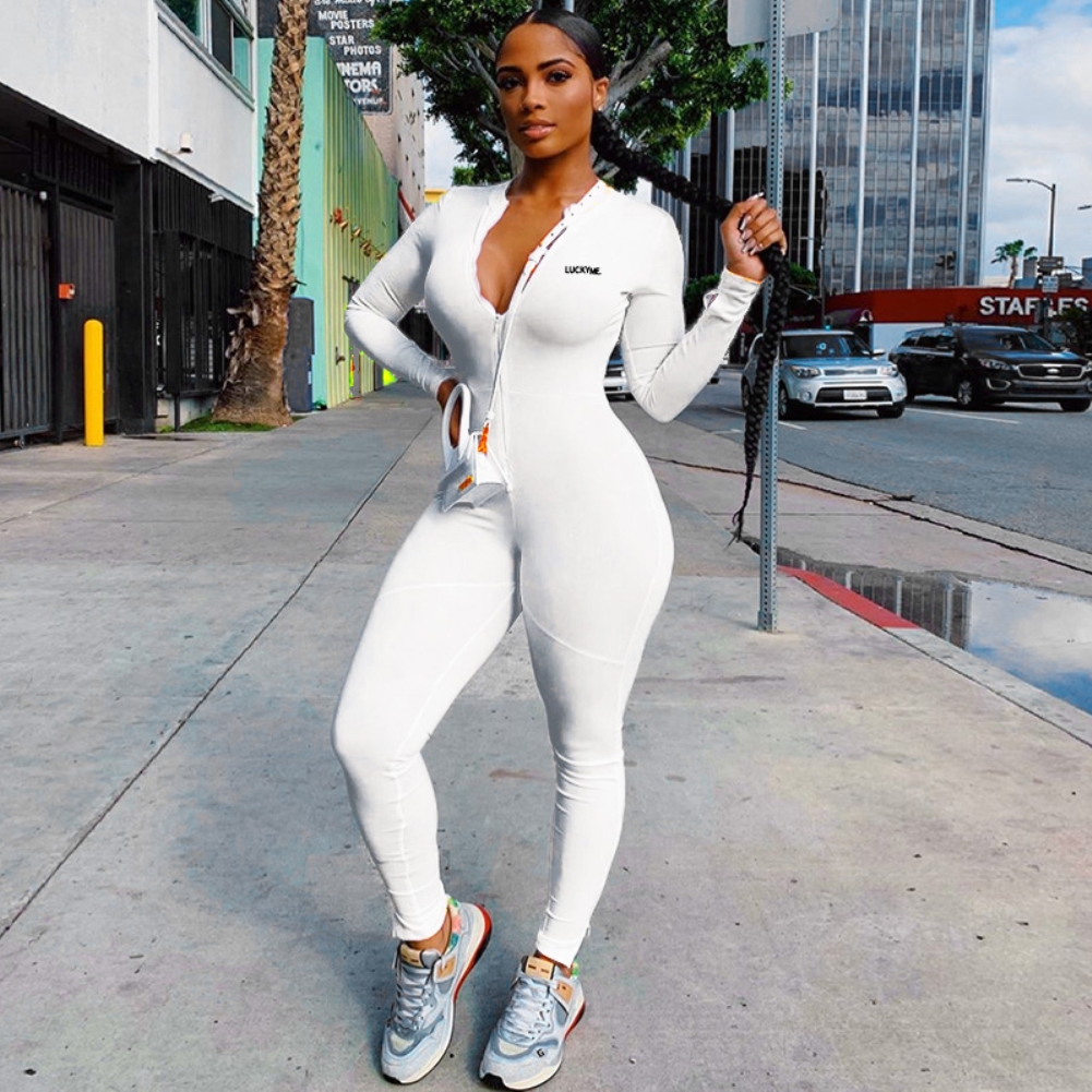 Sports Fitness Long Sleeve Jumpsuit