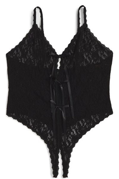 Black Lace Open Gusset Teddy Lingerie