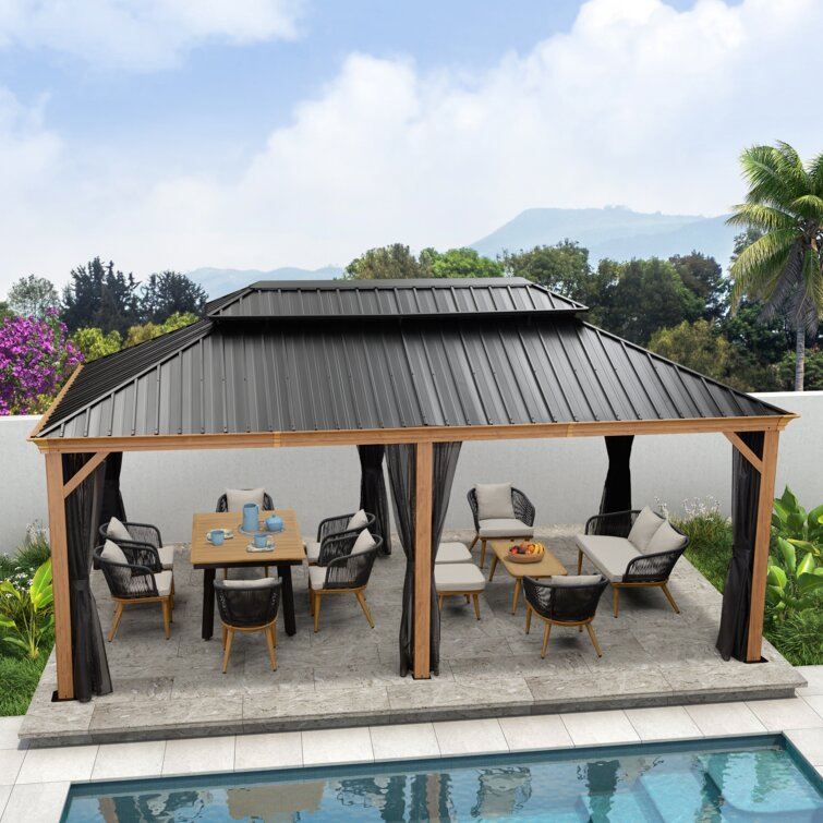 20 Ft. W x 12 Ft. D Metal Patio Gazebo