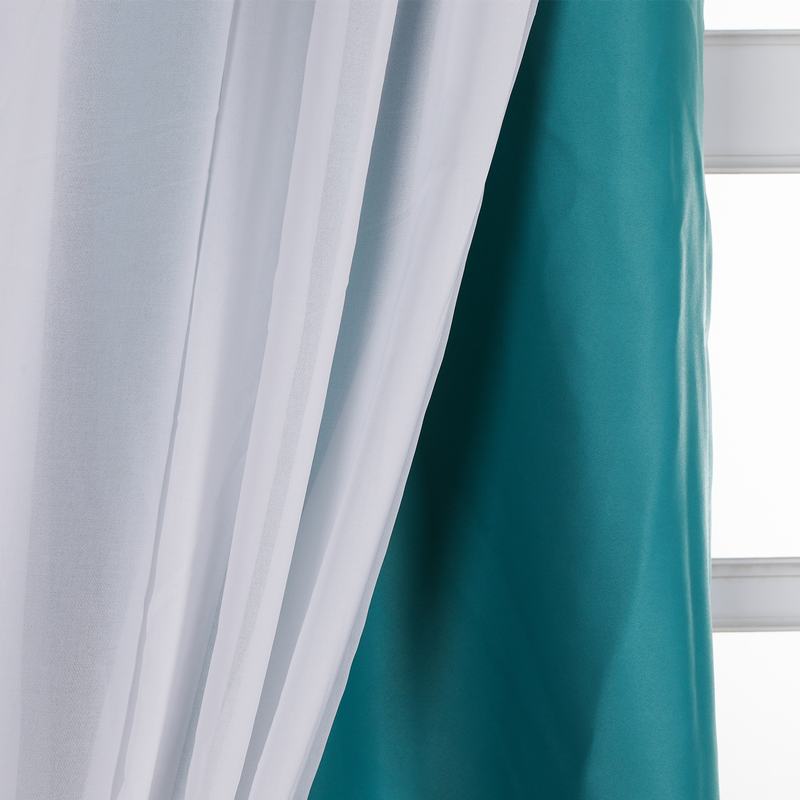 Layered Curtain Mix & Match Elegance White Crushed Voile x Blackout Curtain Grommet Panel ELI