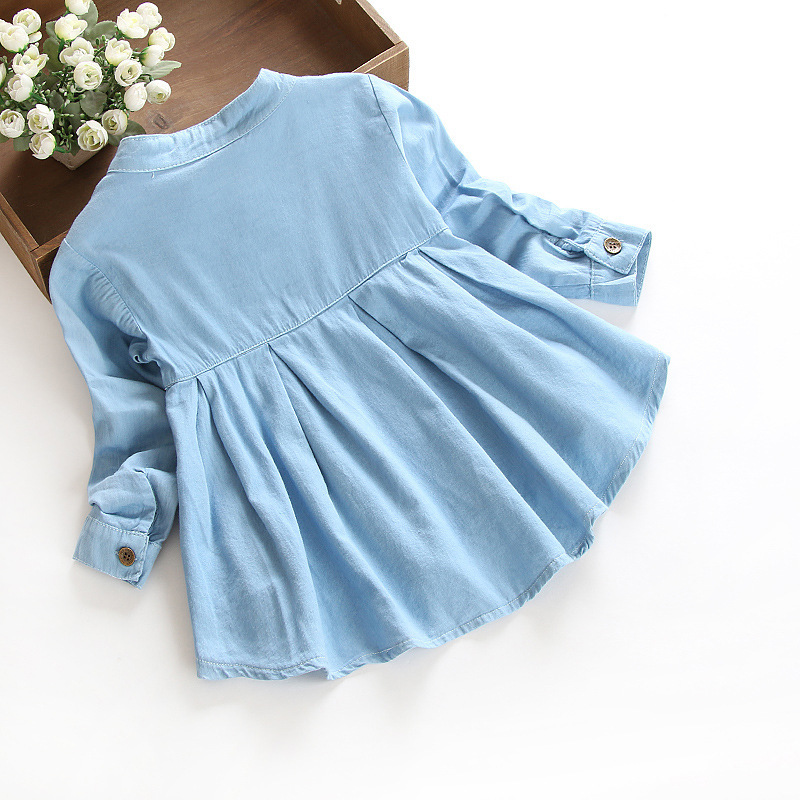 Toddler Girl Blue Long Sleeve Denim Blouse