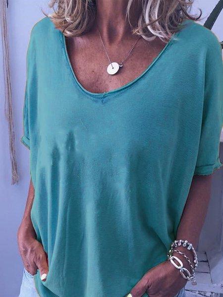 Short Sleeve Solid Casual Shirts & Tops