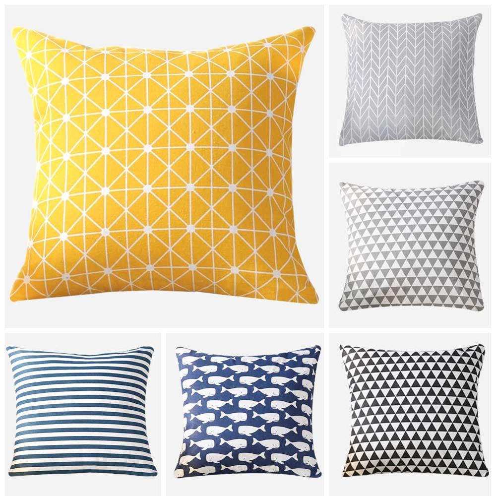 Geometry pattern Modern Simple Cushion cover Geometric Printed pillowcase Linen cotton Pillow