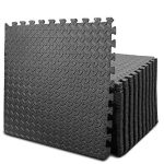 BEAUTYOVO Puzzle Exercise Mat, Puzzle Exercise Mat with 24 Tiles Interlocking Foam Mats, EVA Foam Floor Tiles, Protective Flooring Mats- Black