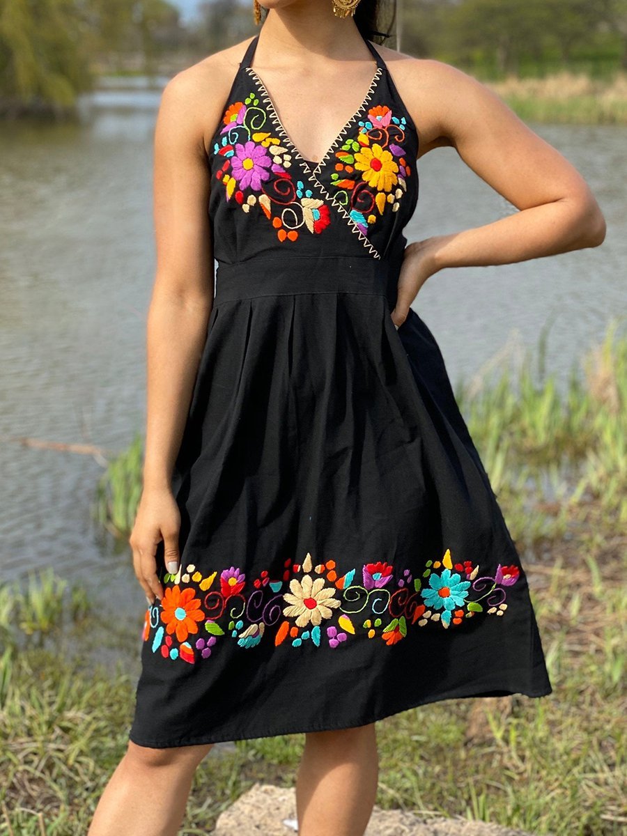 Casual Polyester Cotton Sleeveless V Neck Dresses