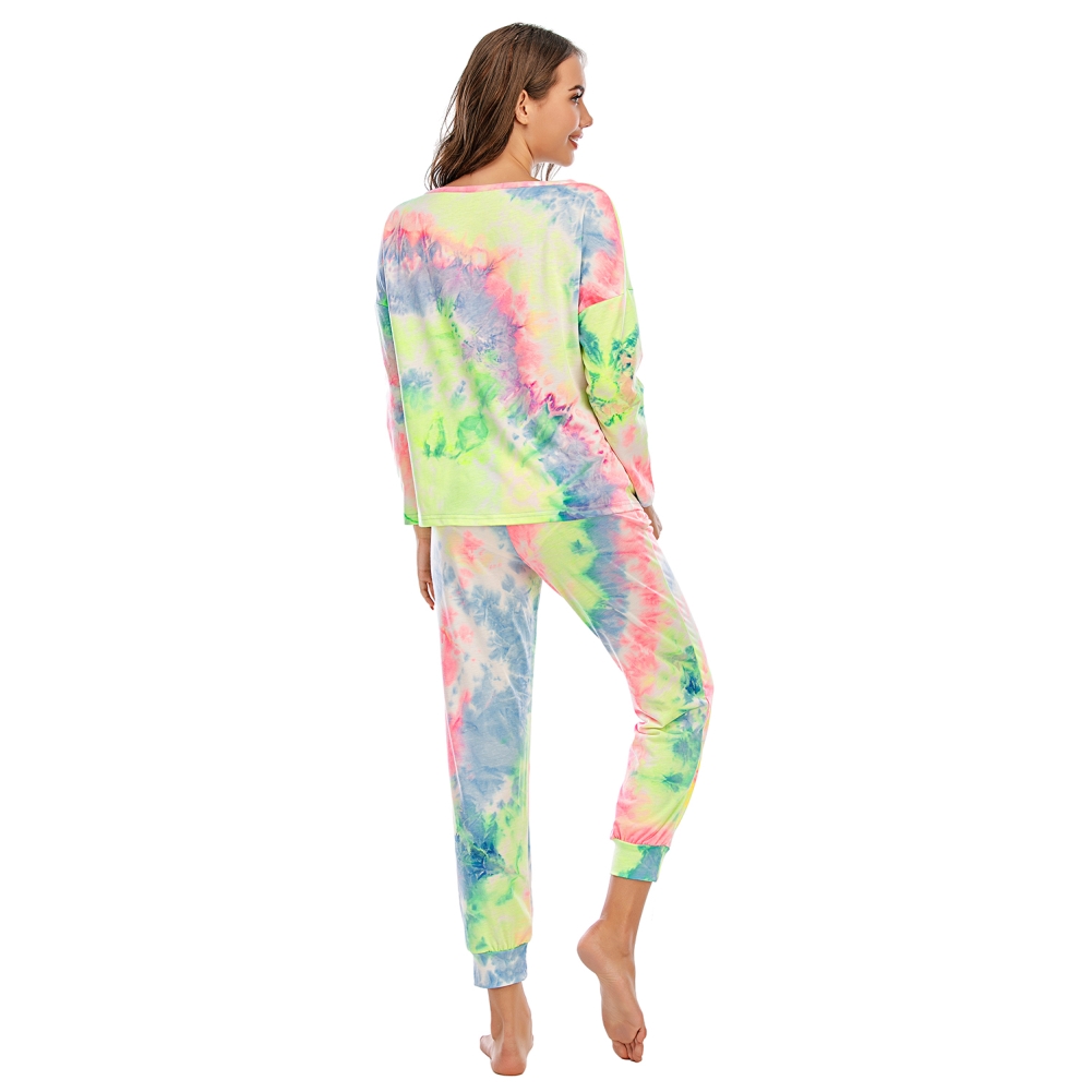 Autumn Two Piece Tie Dye Pants Pajama Set