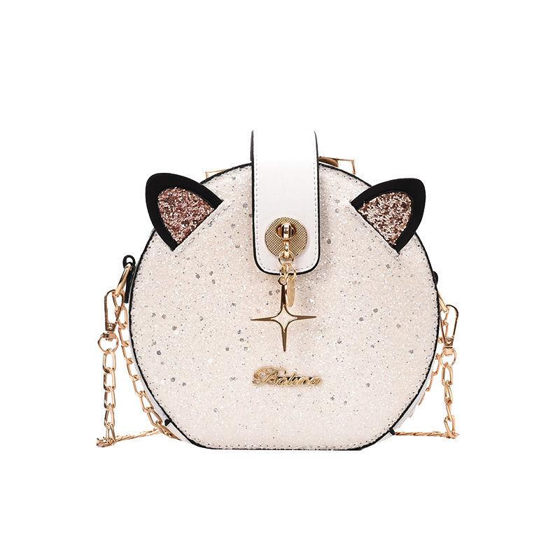 夏の小さなバッグレディースバッグ2020新しいトレンドファッションオールマッチスパンコールメッセンジャーバッグINS小さな丸いバッグ