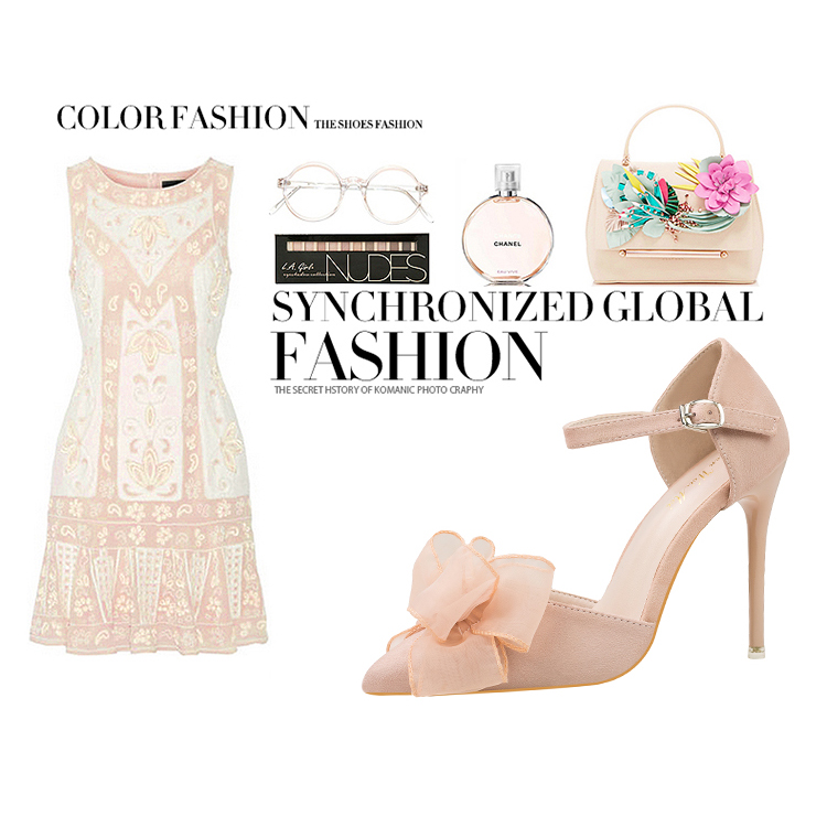 11CM Sweet Princess Pointed Bow Stiletto Suede Shallow Elegant Dress Heeled Sandals