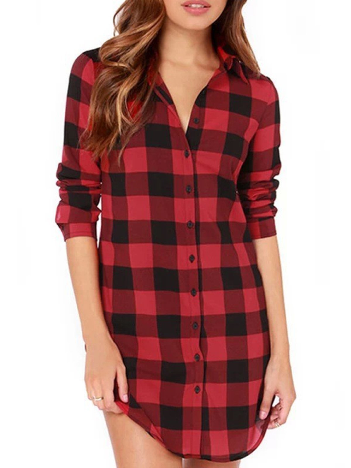 Checked Plus Size Winter Spring/Fall Shirts