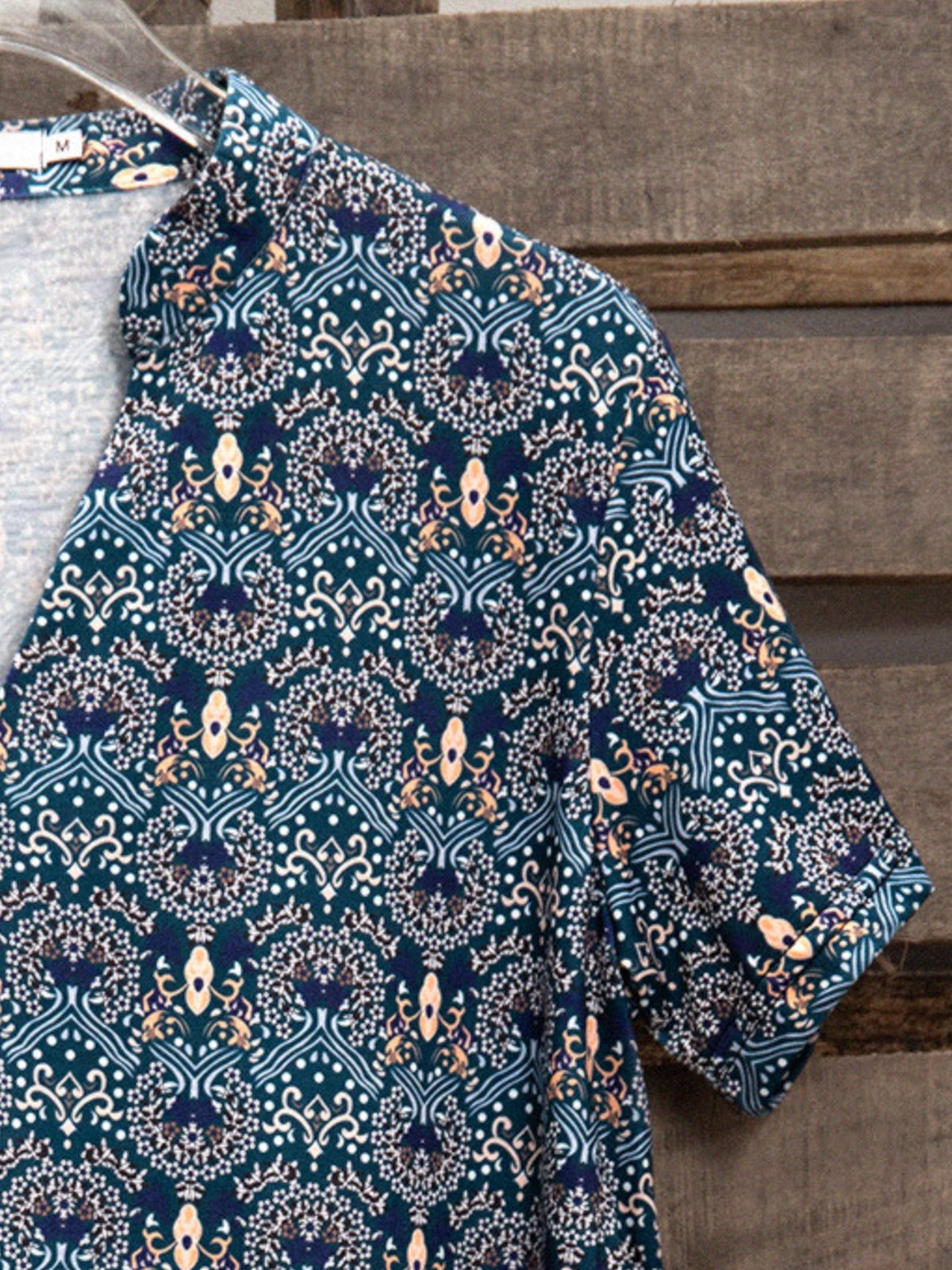 Casual vintage v-neck short sleeve top