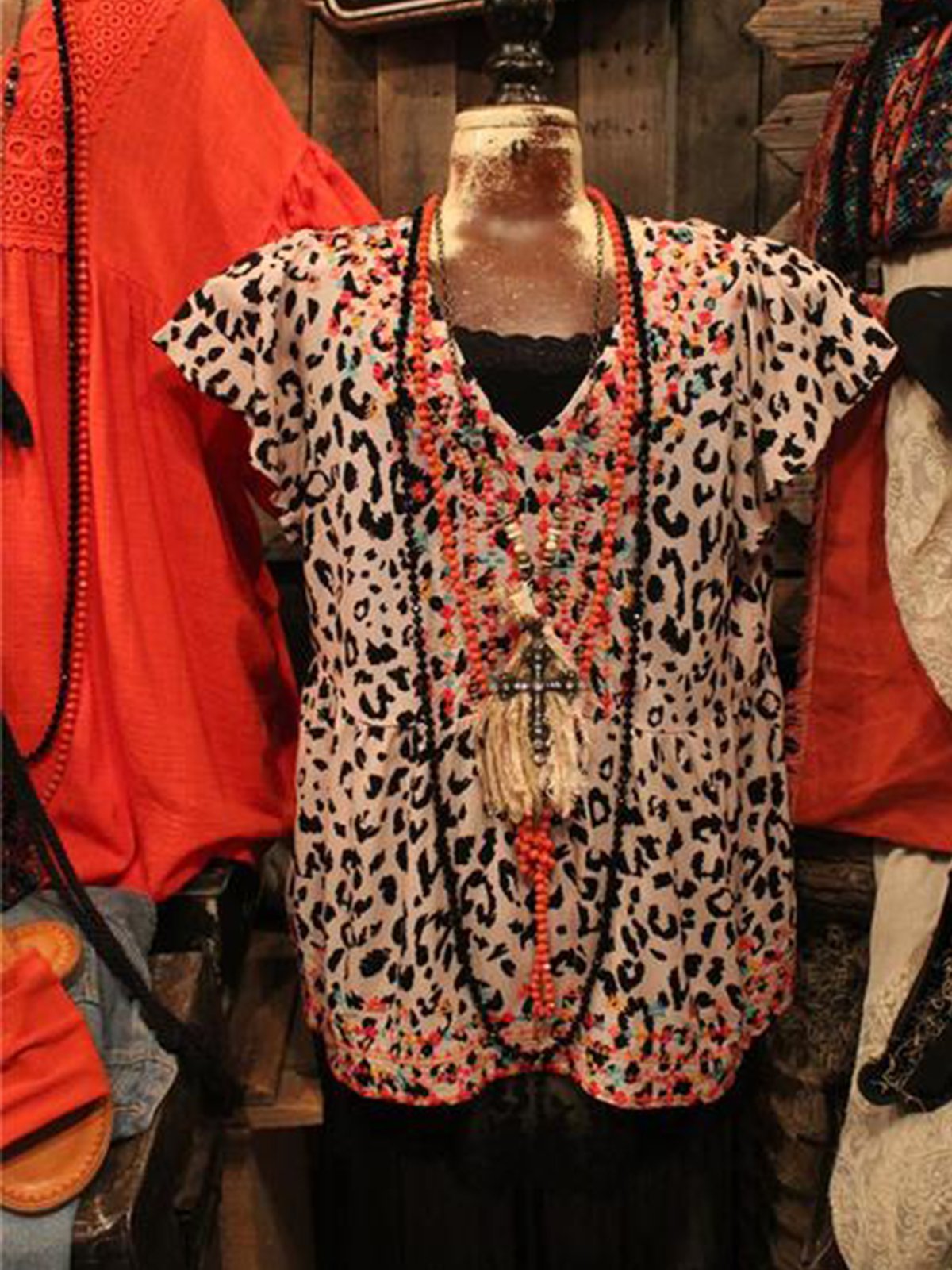 Leopard Vintage Short Sleeve Shirts & Tops