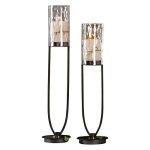 Uttermost Durga Matte Black Candle Holders / Set of 2