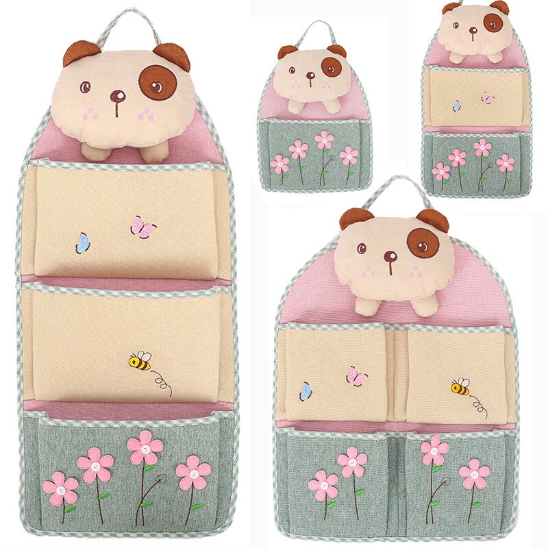 Cotton Linen Hanging Bag For Door Storage Pocket Sundries Wall Keys Holder Pouch Toy Organizer