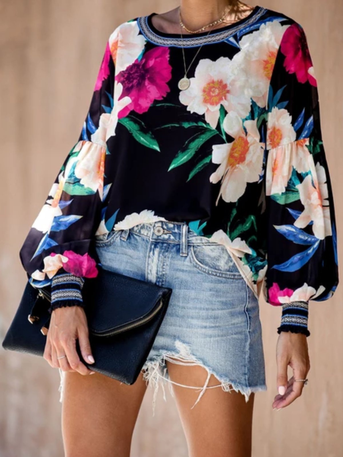 As Picture Long Sleeve Printed Shirts & Tops