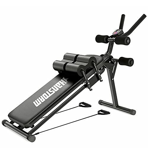 HANSTORM Adjustable Folding Sit Up Bench Workout, Abdominal Exercise Equipment Bench, Fitness Equipment for Men and Women- Black