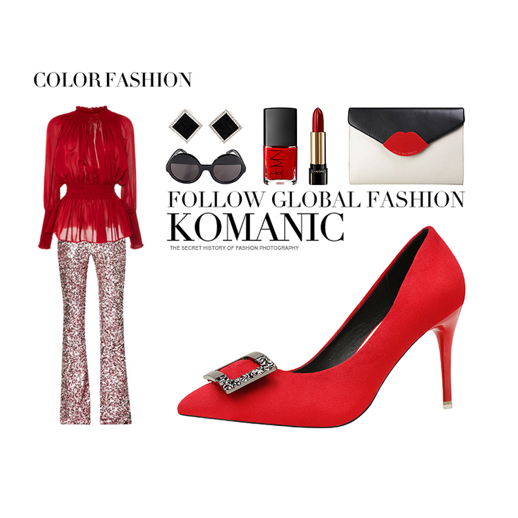 9CM Minimalist Shallow Pointed Square Buckle Sexy Stiletto Wedding Party Sandals