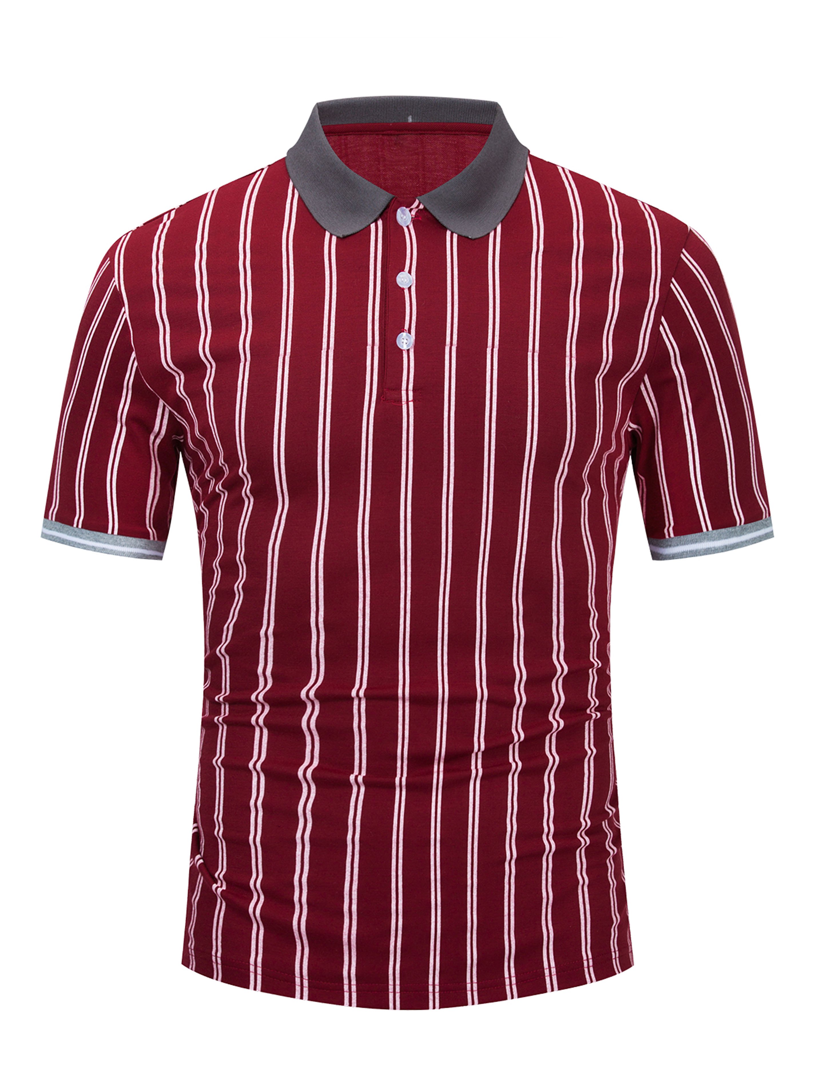 Men's Striped Print Polo Shirt