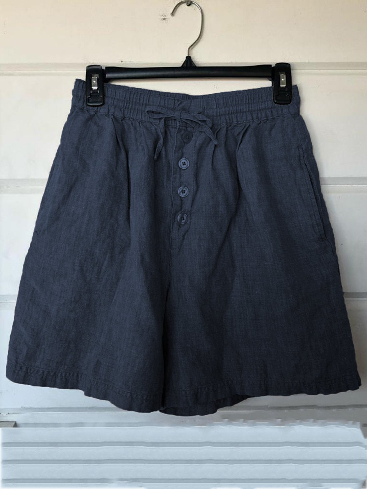 Plus Size Solid Casual Pockets Pants