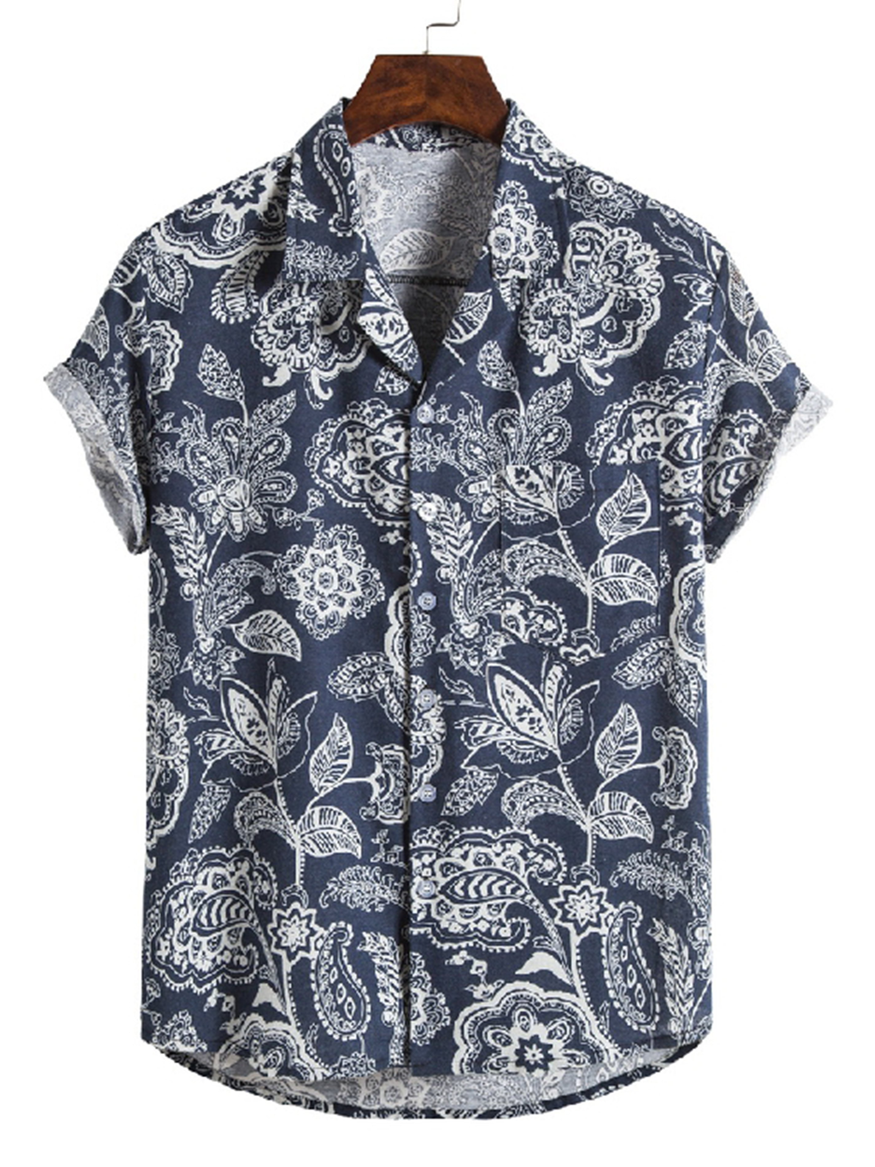 Men's Floral Print Short Sleeve Shirt