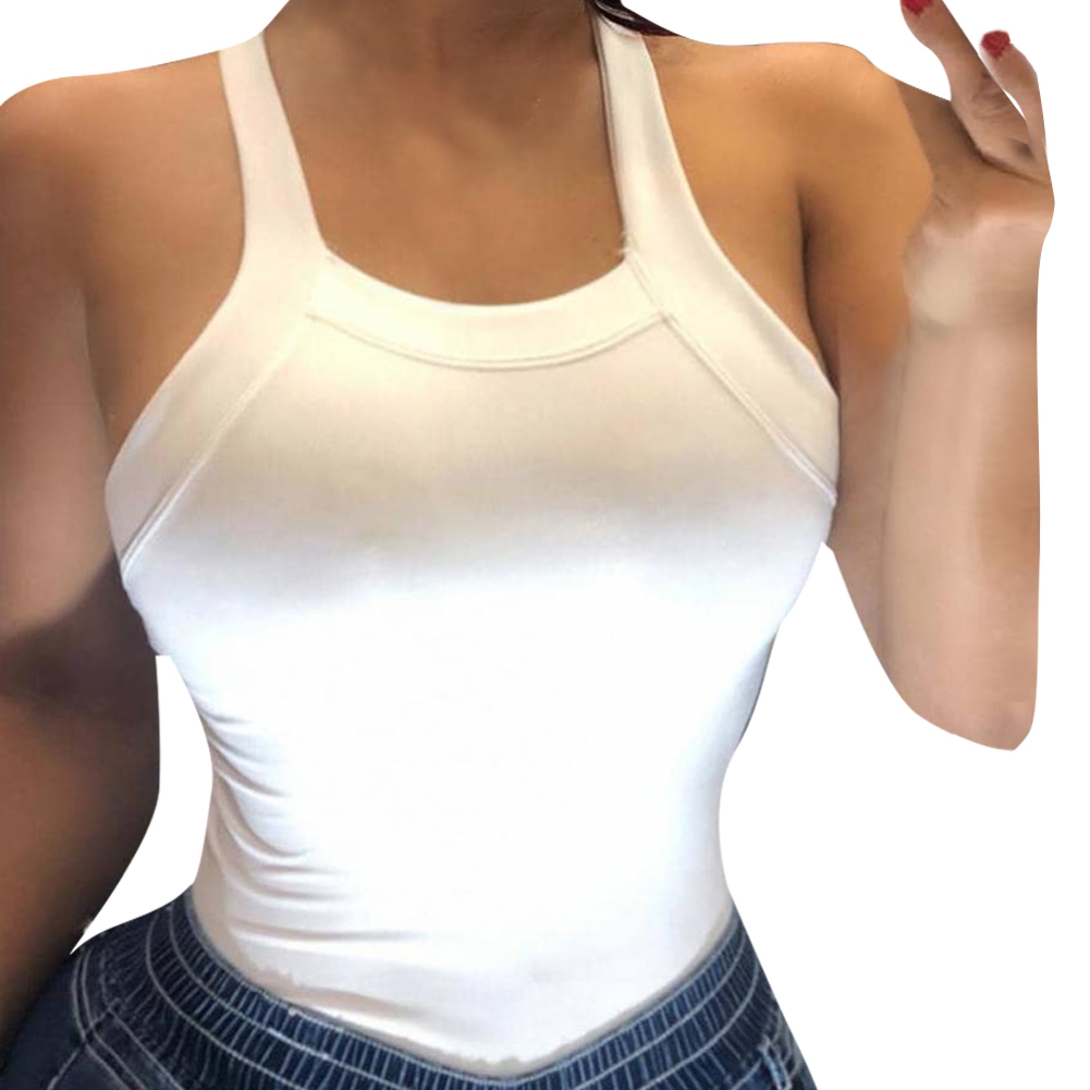Sexy Plain Tight Halter Vest
