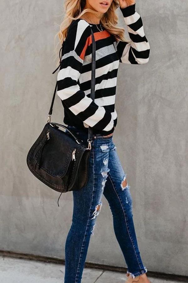 Cover Head Stitching Stripe Joker Jacket