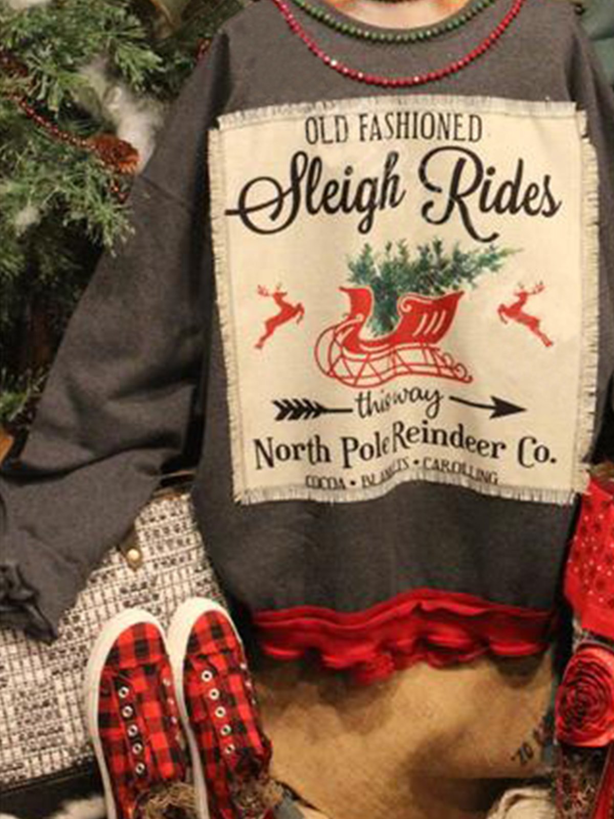 Letter Long Sleeve Crew Neck Sweatshirt