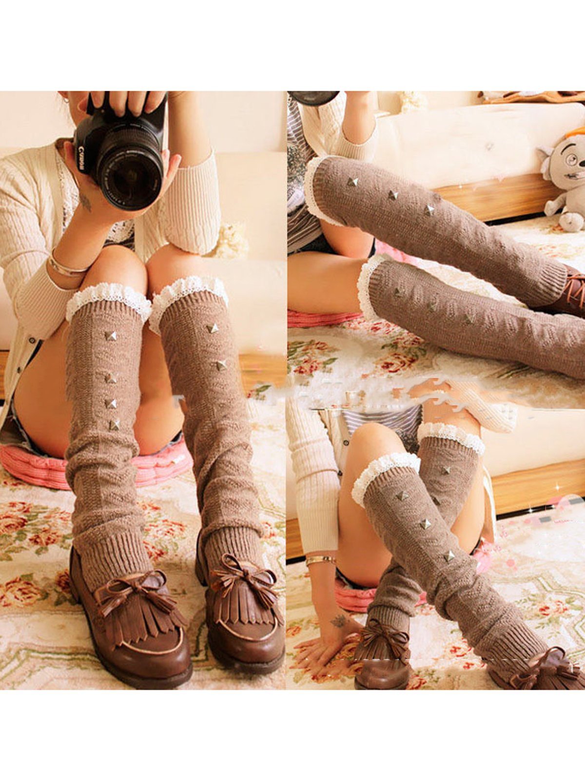 Women's lace lace pile socks