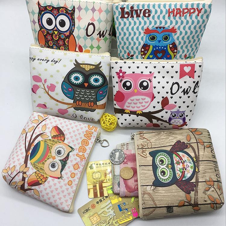 Fashion Cartoon Owl Zero Wallet Key Bag Children's PU Wallet Coin Bag