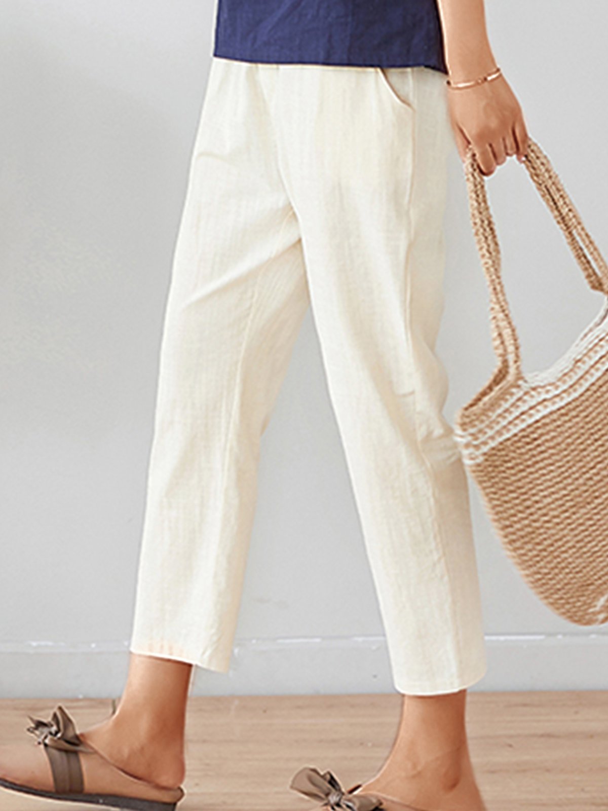 Plus Size Women Plain Casual Pants