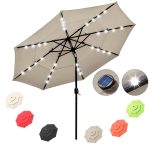 10 Foot Tilting Patio Umbrella with Light 3-Tiered