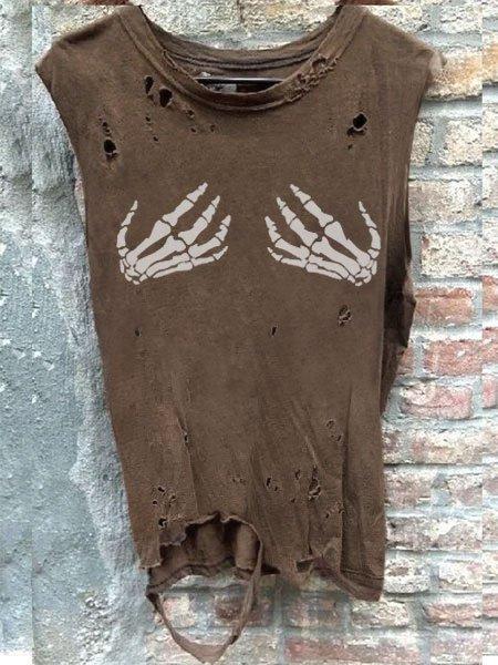 Sleeveless  Printed Shirts & Tops