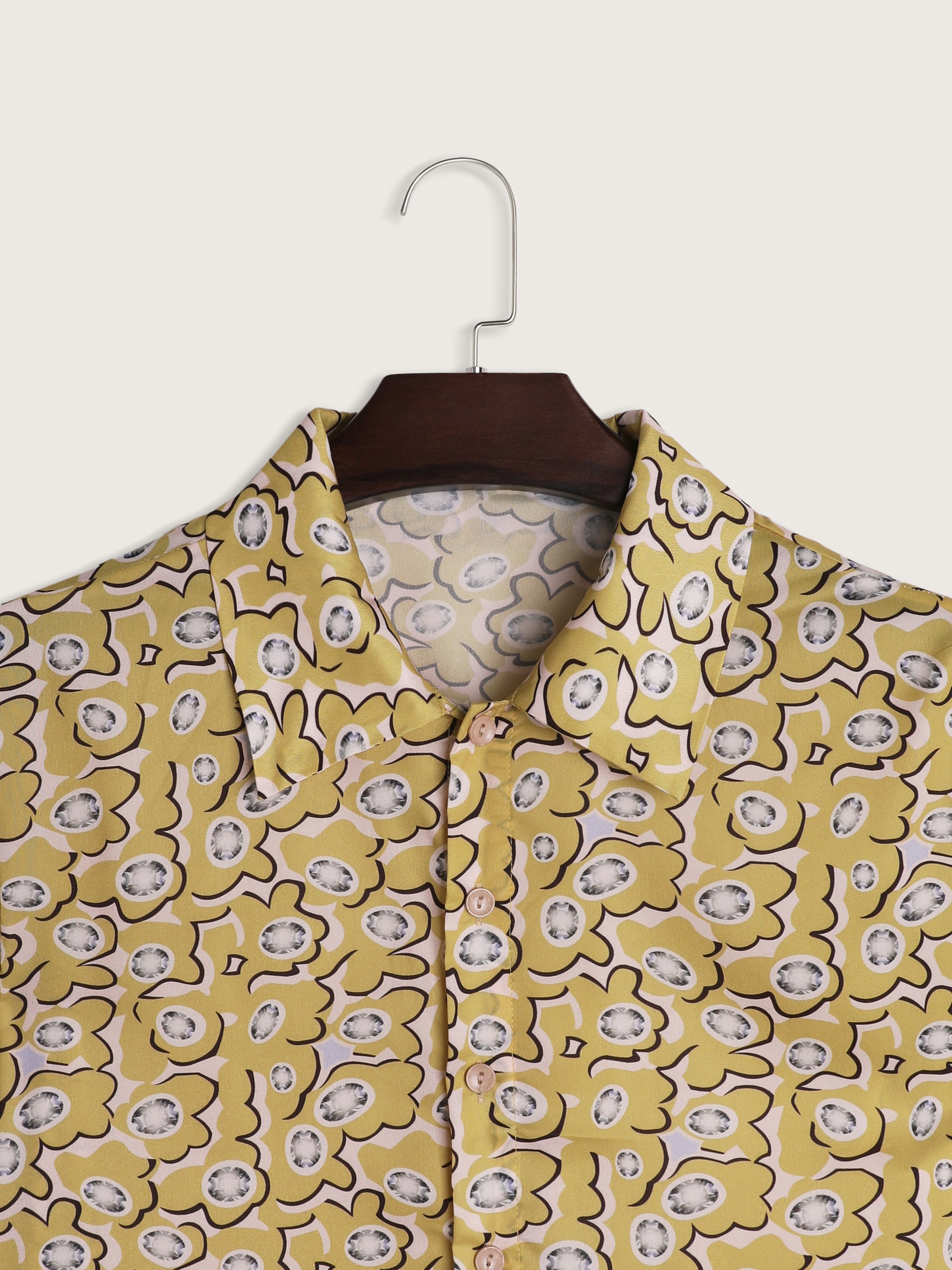 Men's Floral Diamond Graphic Button Blouse