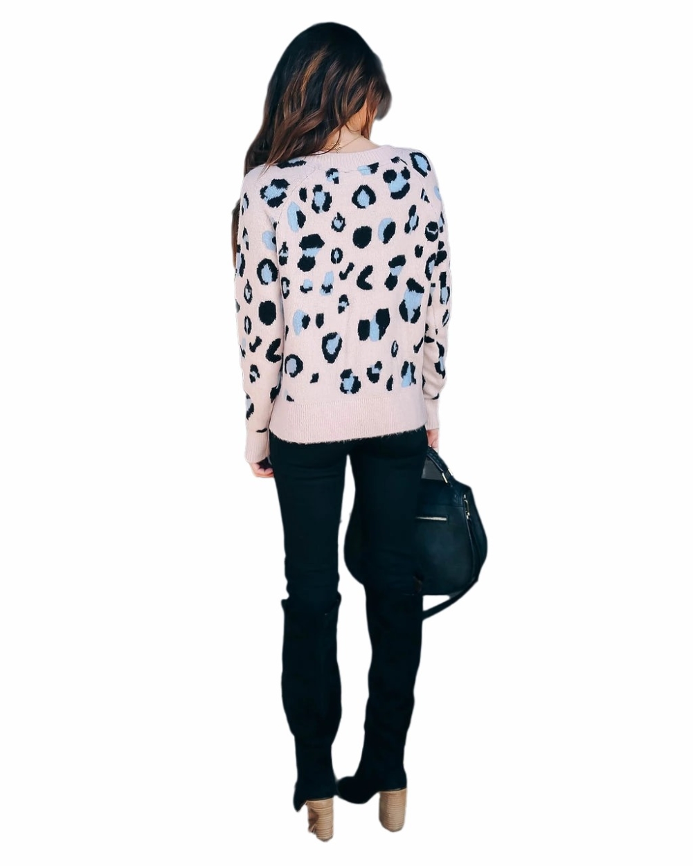 Fall Round Neck Pullover Leopard Sweater