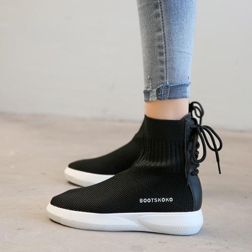 Women Back Lace-up Spring/Fall Daily Platform Flyknit Fabric Boots