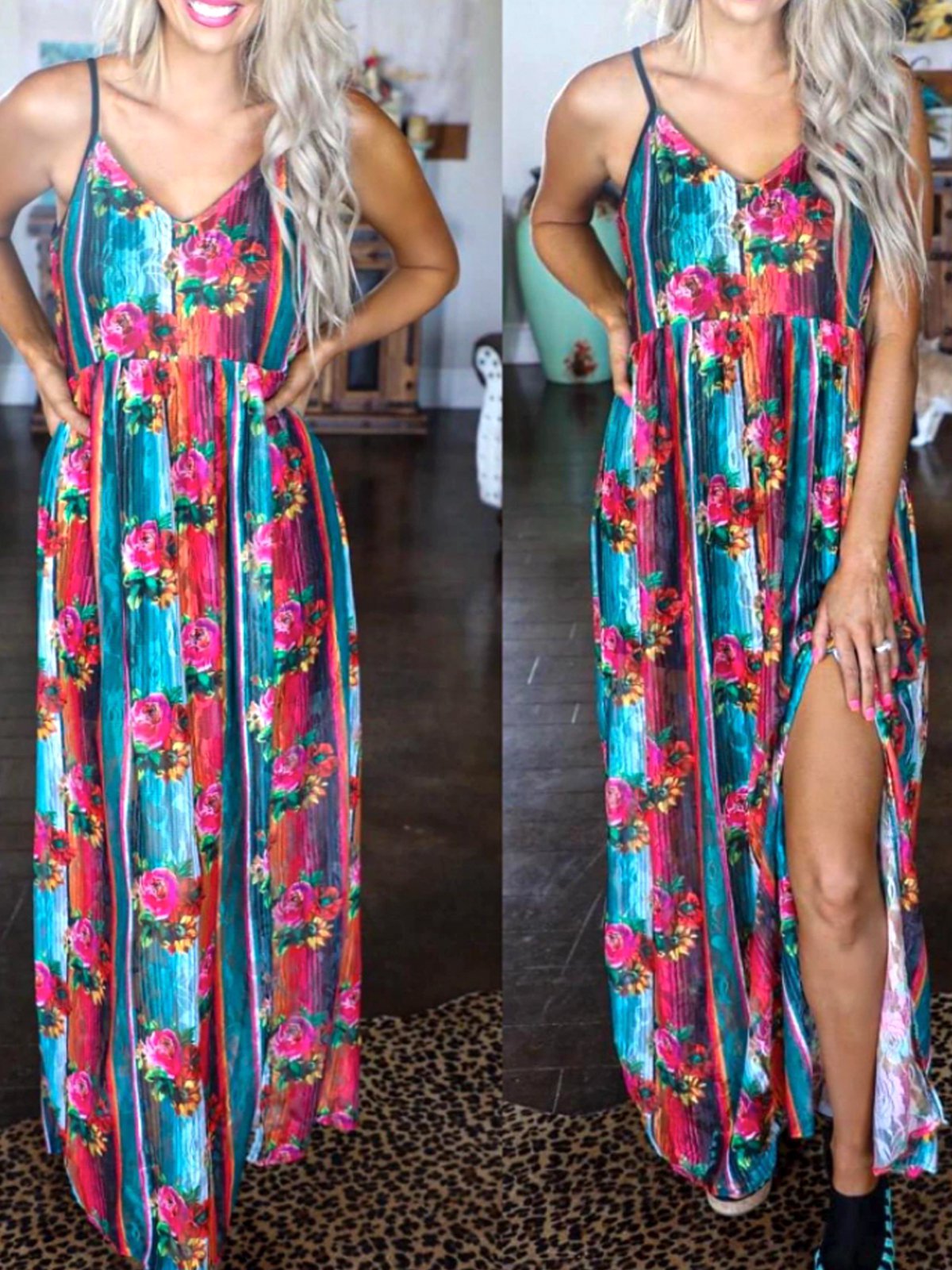 Casual Spaghetti Floral Dresses